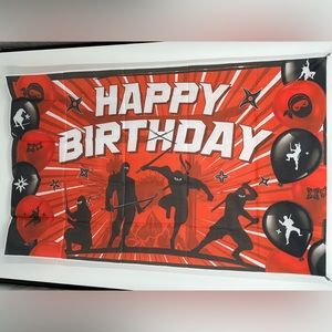 Ninja Theme Party Happy Birthday Banner 3x5ft